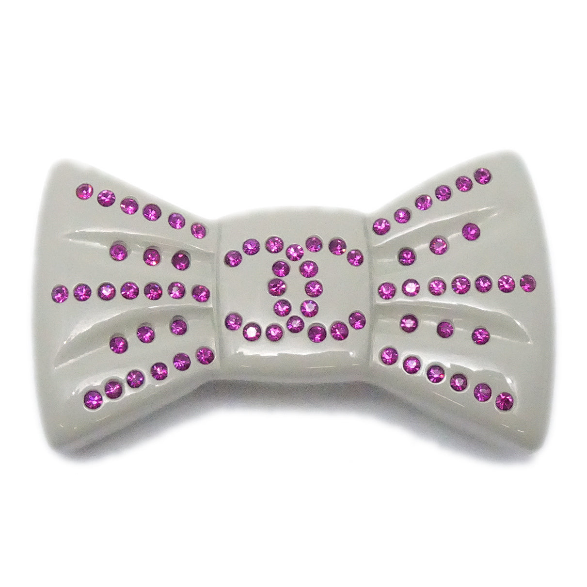 Chanel Bow Brooch Pin Gray 02p 180532